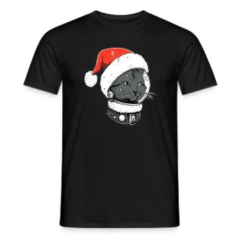 Christmas Astronaut Cat Trippy Winter Rave - Männer T-Shirt - Schwarz - Vorne - AI Model Male 178 light (178cm)