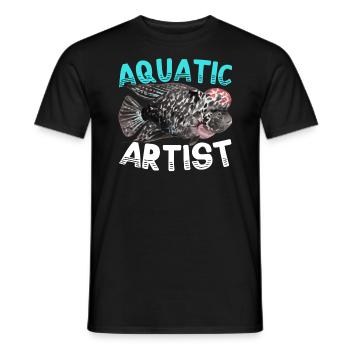 Flowerhorn Fish Lover Freshwater Aquarium Fish - Men's T-Shirt - black - Front - AI Model Male 178 light (178cm)