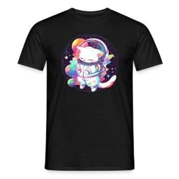Trippy Astronaut Cat Psychedelic Party - Männer T-Shirt - Schwarz - Vorne - AI Model Male 178 light (178cm)