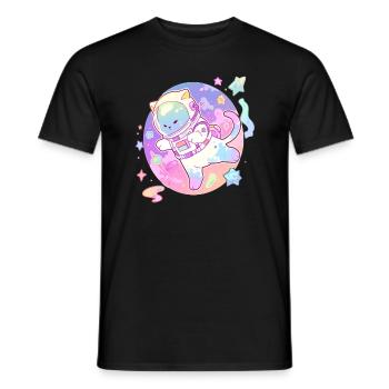 Cosmos Trippy Cute Astronaut Cat Rave - Men's T-Shirt - black - Front - AI Model Male 178 light (178cm)