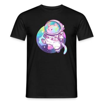 EDM Astronaut Cat Cute Psychedelic Festival - Männer T-Shirt - Schwarz - Vorne - AI Model Male 178 light (178cm)