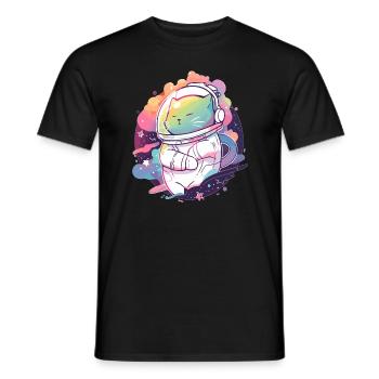 Cute Astronaut Cat Trippy Space Festival Rave - Männer T-Shirt - Schwarz - Vorne - AI Model Male 178 light (178cm)