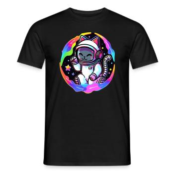 Psychedelic Astronaut Cat EDM Trippu Festival - Männer T-Shirt - Schwarz - Vorne - AI Model Male 178 light (178cm)