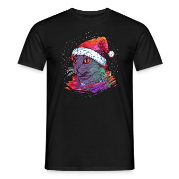 Winter Festival Trippy Astronaut Cat Christmas - Männer T-Shirt - Schwarz - Vorne - AI Model Male 178 light (178cm)