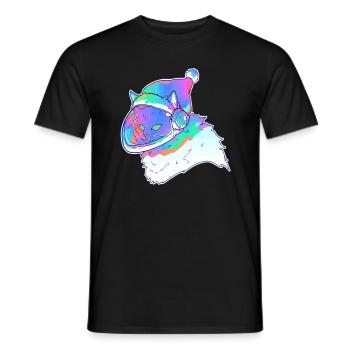 Party Trippy Astronaut Cat Psychedelic Festiva - Men's T-Shirt - black - Front - AI Model Male 178 light (178cm)