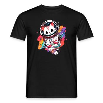 Cute Trippy Cat Astronaut Psychedelic Rave - Männer T-Shirt - Schwarz - Vorne - AI Model Male 178 light (178cm)