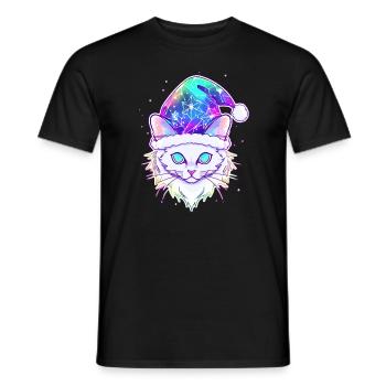 Winter Festival Christmas Party Cat - Men's T-Shirt - black - Front - AI Model Male 178 light (178cm)