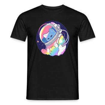 Space Astronaut Rainbow Cat Trippy Party - Männer T-Shirt - Schwarz - Vorne - AI Model Male 178 light (178cm)