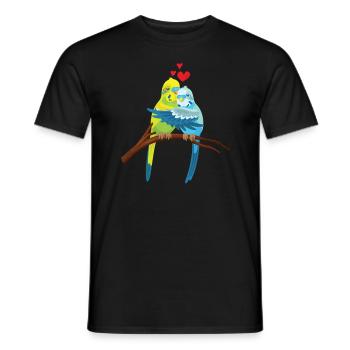 Mignon Perruche Amour Coeur Oiseau - T-shirt homme - noir - Devant - AI Model Male 178 light (178cm)