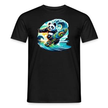 Panda surf coloré - T-shirt homme - noir - Devant - AI Model Male 178 light (178cm)
