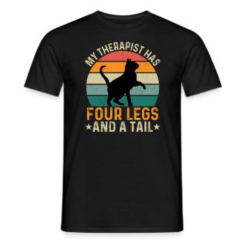 My Therapist Has Four Legs And A Tail - Cat - Men's T-Shirt - black - Front - AI Model Male 178 light (178cm)