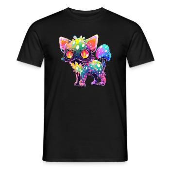 EDM Party Cat Trippy Psychedelic Art Rave - Men's T-Shirt - black - Front - AI Model Male 178 light (178cm)