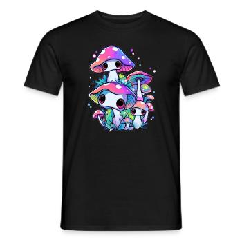 Cute Psychedelic DJ Trippy EDM Mushroom - Männer T-Shirt - Schwarz - Vorne - AI Model Male 178 light (178cm)
