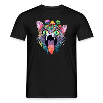 Trippy Cat Art EDM Festival Psychedelic Rave - Männer T-Shirt - Schwarz - Vorne - AI Model Male 178 light (178cm)