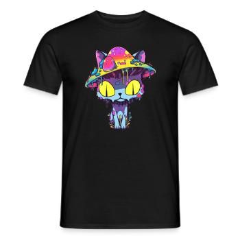 Trippy EDM Festival Cat Psychedelic Rave - Männer T-Shirt - Schwarz - Vorne - AI Model Male 178 light (178cm)