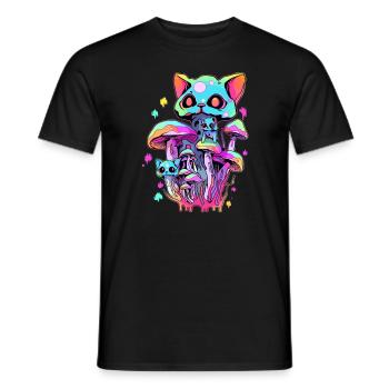 Trippy Forest Cat Art EDM Festival champignon Rave - T-shirt homme - noir - Devant - AI Model Male 178 light (178cm)