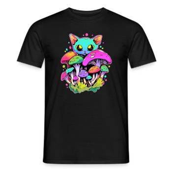 Psychedelische Waldpilzkunst Trippy EDM Rave - Männer T-Shirt - Schwarz - Vorne - AI Model Male 178 light (178cm)