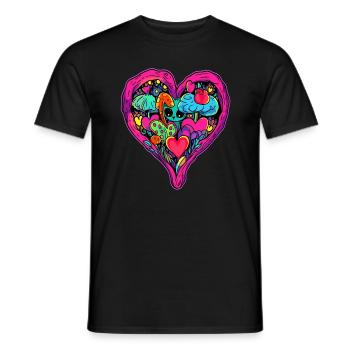 Cute Psychedelic Forest Art Trippy EDM - Men's T-Shirt - black - Front - AI Model Male 178 light (178cm)