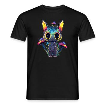 Mignon Trippy Cat Champignon Art EDM Festival DJ - T-shirt homme - noir - Devant - AI Model Male 178 light (178cm)