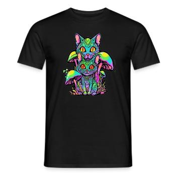 Liebhaber Elektronischer Musik Trippy Cat - Männer T-Shirt - Schwarz - Vorne - AI Model Male 178 light (178cm)