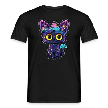 Niedliches Pilzkatzen Kunst EDM Trippy Psychedelic - Männer T-Shirt - Schwarz - Vorne - AI Model Male 178 light (178cm)