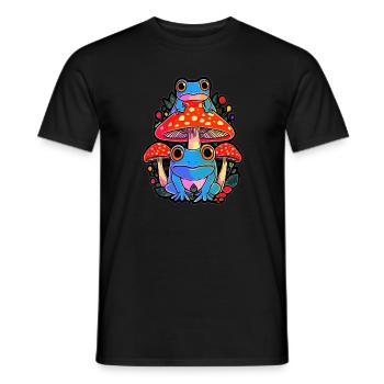 Music Lover EDM Festival Trippy Frog Art - Men's T-Shirt - black - Front - AI Model Male 178 light (178cm)