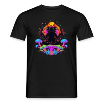 Psychedelic EDM Festival Meditation Frog Art - Men's T-Shirt - black - Front - AI Model Male 178 light (178cm)