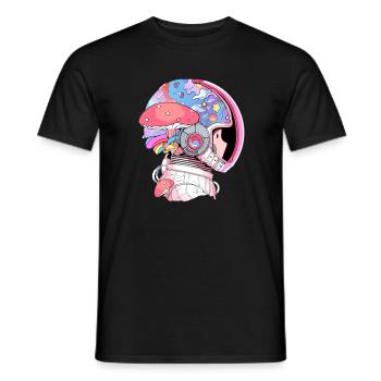 Champignon mignon Art Psychédélique Astronaute EDM Rave - T-shirt homme - noir - Devant - AI Model Male 178 light (178cm)