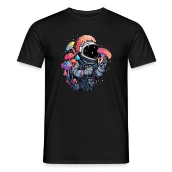 Summer Festival Psychedelic Rave Astronaut EDM DJ - Men's T-Shirt - black - Front - AI Model Male 178 light (178cm)