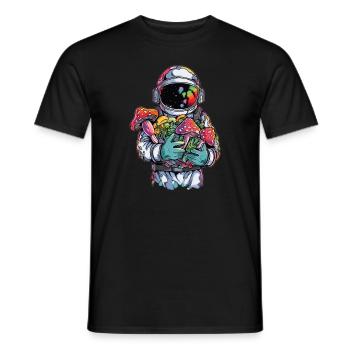 Mélomane Champignon Art Trippy Astronaute DJ Rave - T-shirt homme - noir - Devant - AI Model Male 178 light (178cm)