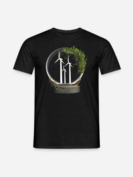 Windpower Glaskugel Wind Windenergie - Männer T-Shirt - Schwarz