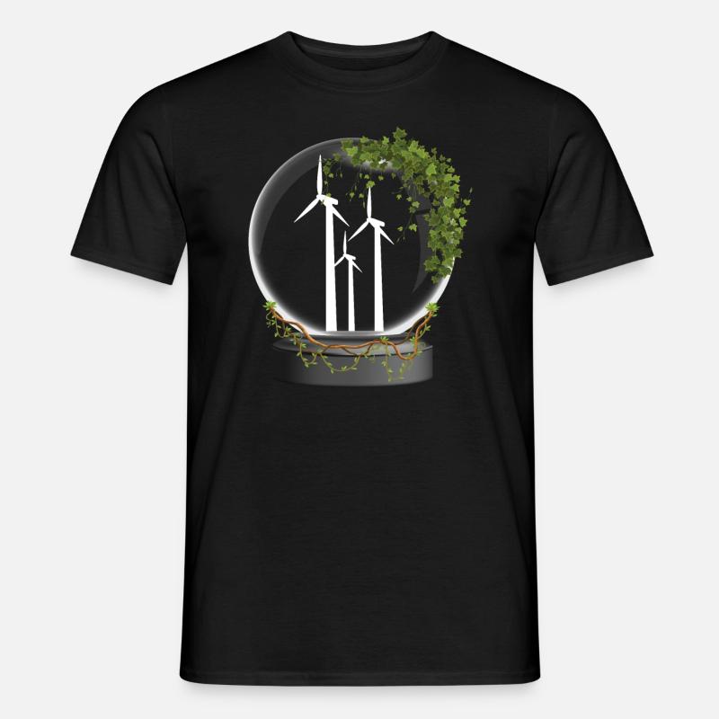 Windpower Glaskugel Wind Windenergie - Männer T-Shirt - Schwarz