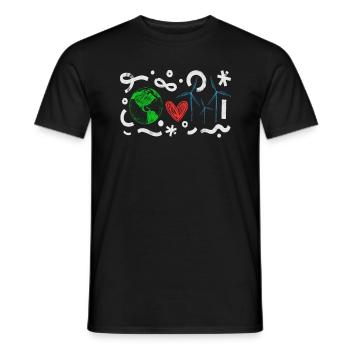 Wind Power Heart Earth Wind Wind Energy - Men's T-Shirt - black - Front - AI Model Male 178 light (178cm)