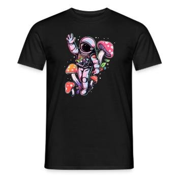 Trippy Spaceman Champignon Astronaute Art EDM Rave - T-shirt homme - noir - Devant - AI Model Male 178 light (178cm)