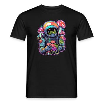 Psychédélique Astronaute Champignon Art Trippy Raver DJ - T-shirt homme - noir - Devant - AI Model Male 178 light (178cm)
