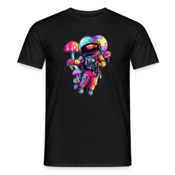 Cute Spaceman Trippy EDM Party Forest Festival - Men's T-Shirt - black - Front - AI Model Male 178 light (178cm)
