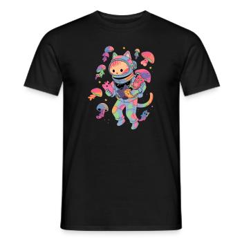Tekk Party Mignon Kitty Astronaute Psychédélique Rave - T-shirt homme - noir - Devant - AI Model Male 178 light (178cm)