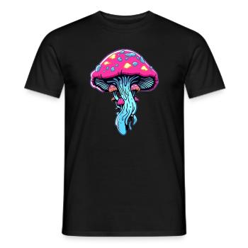 Festival psychédélique d’art des champignons mignons - T-shirt homme - noir - Devant - AI Model Male 178 light (178cm)
