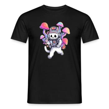 Trippy Party Astronaute Kitty EDM Rave Champignon - T-shirt homme - noir - Devant - AI Model Male 178 light (178cm)