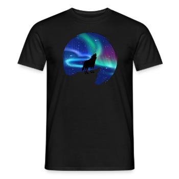 Aurores boréales Loup aurores boréales - T-shirt homme - noir - Devant - AI Model Male 178 light (178cm)