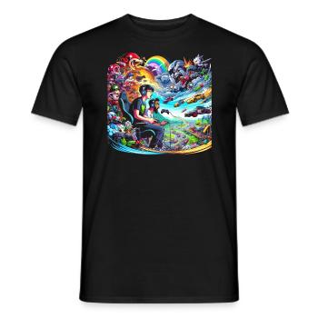 Speedrunning Video Game Player Gamer Gaming - Men's T-Shirt - black - Front - AI Model Male 178 light (178cm)