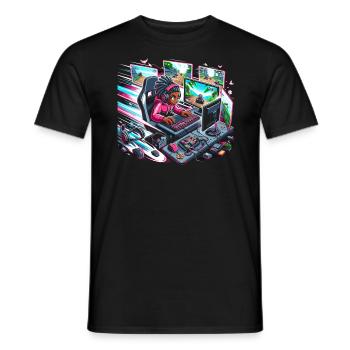 Speedrunning Video Game Player Gamer Gaming - Men's T-Shirt - black - Front - AI Model Male 178 light (178cm)