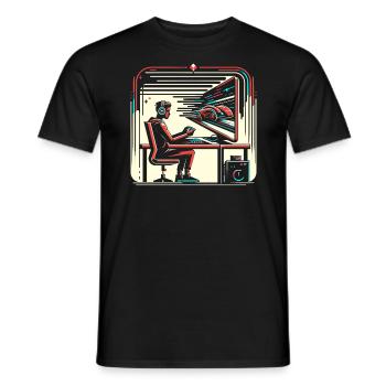 Speedrunning Video Game Player Gamer Gaming - Men's T-Shirt - black - Front - AI Model Male 178 light (178cm)