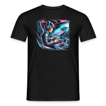 Speedrunning Joueur de jeux vidéo Gamer Gaming - T-shirt homme - noir - Devant - AI Model Male 178 light (178cm)