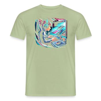 Speedrunning Joueur de jeux vidéo Gamer Gaming - T-shirt homme - vert sauge - Devant - AI Model Male 178 light (178cm)