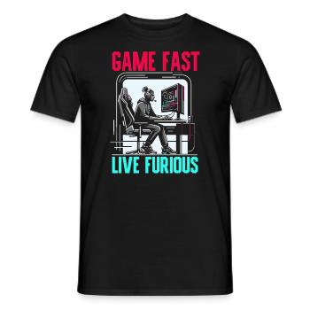 Speedrunning Joueur de jeux vidéo Gamer Gaming - T-shirt homme - noir - Devant - AI Model Male 178 light (178cm)