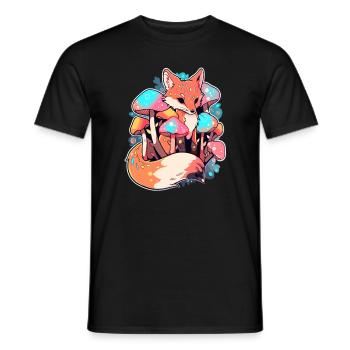 Trippant Psychédélique Renard Champignon Art EDM Rave - T-shirt homme - noir - Devant - AI Model Male 178 light (178cm)