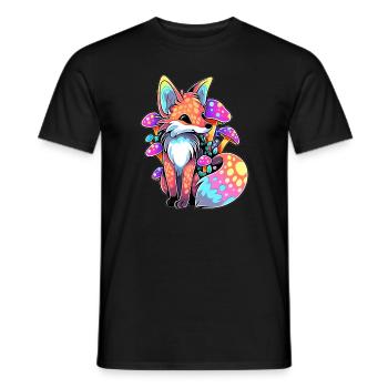 Psychedelic EDM Forest Art Trippy Fox Lover - Männer T-Shirt - Schwarz - Vorne - AI Model Male 178 light (178cm)