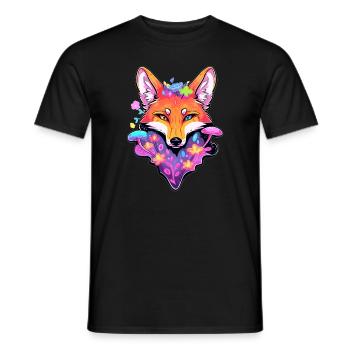 Fox Lover Trippy Forest Art Psychedelic Rave - Männer T-Shirt - Schwarz - Vorne - AI Model Male 178 light (178cm)