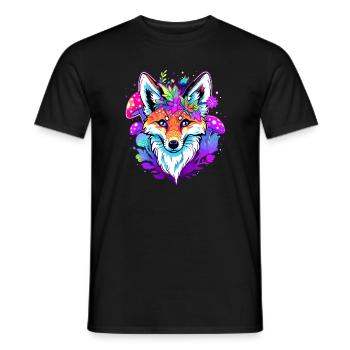 Magic Forest Mushroom Fox Art Trippy Festival Rave - Männer T-Shirt - Schwarz - Vorne - AI Model Male 178 light (178cm)